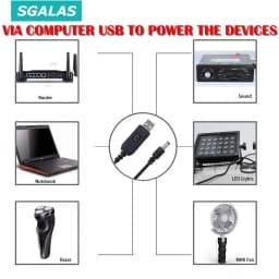 Thumbnail Dây nối ắc quy SGALAS DC 5V sang DC 9V/ 12V dài 1m cổng USB 2.1x5.5mm cho Arduino Wifi 4
