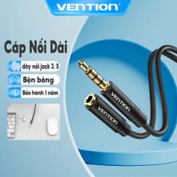 Thumbnail Dây nối dài cổng 3.5mm aux Vention Đầu mạ vàng cáp dài TPE 1m 2m dùng cho Tai Nghe loa jack 3.5 mm 1