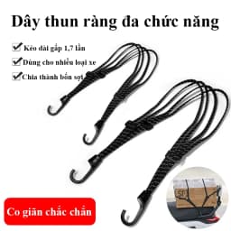 Thumbnail Dây ràng hàng xe máy MYT Dây thun ràng mũ bảo hiểm tích hợp 4 sợi bản đàn hồi cao có thể điều chỉnh kèm hai móc treo 4