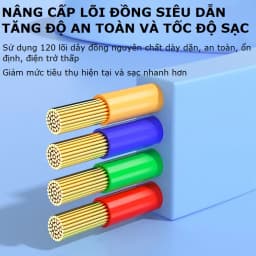 Thumbnail Dây sạc 3 đầu Gutek C30 sạc nhanh 100W cho các dòng điện thoại cổng Type-C Androi iP Light dây rút gọn gàng 3