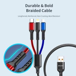 Thumbnail Dây Sạc 3 đầu sạc nhanh Awei CL-971 120W Dây Sạc Đa Năng 1m dây sạc type c iP Micro 4