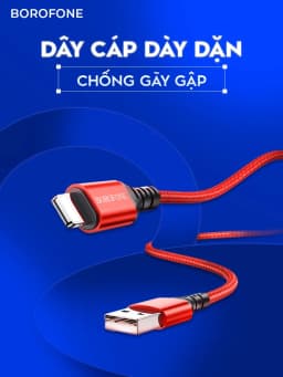 Thumbnail Dây sạc iphone Borofone BX54, Dây cáp sạc bọc dù chống đứt gãy 2.4A dài 1 mét cho iphone/android 2
