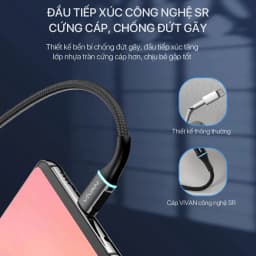 Thumbnail Dây sạc MicroUSB/ TypeC/ Lin VIVAN VDM/VDC/VDL 2.4A Thân cáp bọc dù, Dài 100cm/ 120cm - Hàng Chính Hãng 3