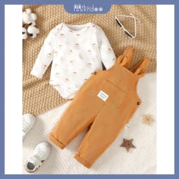 Thumbnail Dễ Thương Bộ Trang Phục 2 Mảnh Gồm Áo Tay Dài In Chữ Và Quần Dài Hình Gấu Đáng Yêu Cho Bé Trai 0-2 Tuổi 1