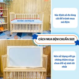 Thumbnail Đệm Cũi Cho Bé GOLDCAT Cắt May Theo Yêu Cầu, Chất Liệu Bông Ép, Độ Dày Tiêu Chuẩn 5cm, Thoáng Khí, Đàn Hồi Tốt 2