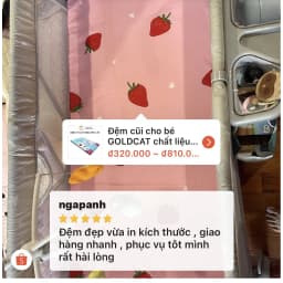 Thumbnail Đệm Cũi Vải Cho Bé GOLDCAT Size 60x120CM, Chất Liệu Bông Ép Tiêu Chuẩn 5cm Đàn Hồi Tốt Thấm Hút Mồ Hôi 3