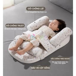 Thumbnail Đệm Gối Chống Trào Ngược Sơ Sinh IQKAO Tặng Chăn Ủ Choàng, Kèm Gối Chặn Giúp Bé Ngủ Ngon, Hỗ Trợ Tiêu Hóa Chống Nôn BI01 2