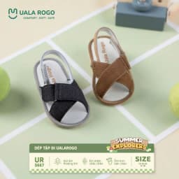 Thumbnail Dép bé trai bé gái tập đi Ualarogo sandal đế cao su chống trượt quai dán điều chỉnh rộng chật 5667 4