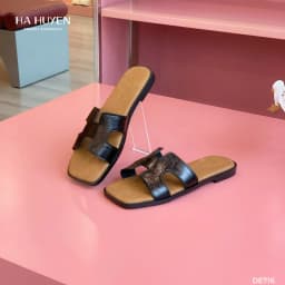 Thumbnail Dép bệt nữ, dép nữ HÀ HUYỀN da lì quai da lòng nâu - DE716 2