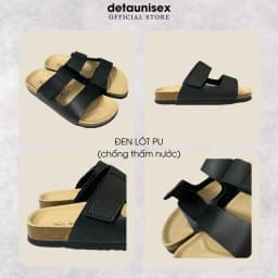 Thumbnail Dép Birken đế trấu nam 2 quai ngang Detaunisex lót si kem - DETA25D 1