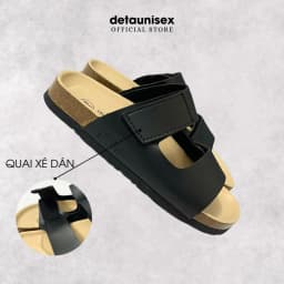 Thumbnail Dép Birken đế trấu nam 2 quai ngang Detaunisex lót si kem - DETA25D 2
