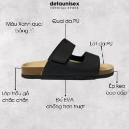 Thumbnail Dép Birken đế trấu nam 2 quai ngang Detaunisex lót si kem - DETA25D 3