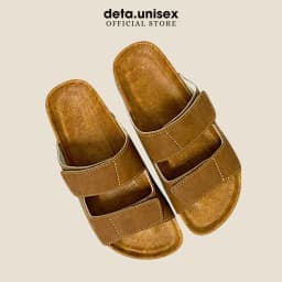 Thumbnail Dép Birken đế trấu nam da sáp tái chế 2 quai ngang xé dán Detaunisex lót si - DEBO25 1