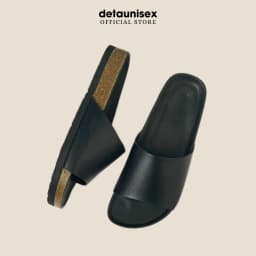 Thumbnail Dép Birken đế trấu nam nữ quai bảng ngang DETAUNISEX màu đen lót đen - DETA12F 2