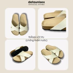 Thumbnail Dép Birken Đế Trấu Quai Chéo Nam Nữ Chữ X màu Trắng DETAUNISEX - DETA23TD 2