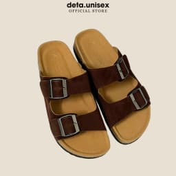 Thumbnail Dép Birken đế trấu quai ngang 2 khoá quai da lộn may chỉ nam nữ thời trang DETAUNISEX - DETA27 2