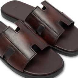 Thumbnail Dép da bò nam chữ H FTT Leather quai ngang màu nâu dáng trơn đế cao cấp bền, nhẹ, độ bám tốt D10541 3