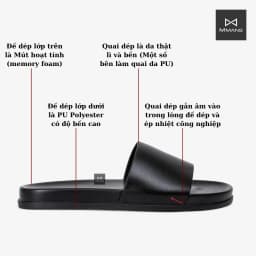 Thumbnail Dép da nam quai ngang MMANS màu đen da tấm đế 2 lớp cao cấp tinh tế đơn giản êm ái sang trọng 2