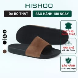 Thumbnail Dép da nam quai ngang slipper nữ Đen Trắng Nâu da bò HISHOO thời trang cao cấp siêu nhẹ size 36-45 U114 1