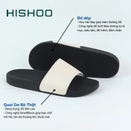 Thumbnail Dép da nam quai ngang slipper nữ Đen Trắng Nâu da bò HISHOO thời trang cao cấp siêu nhẹ size 36-45 U114 3