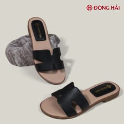 Thumbnail Dép Da Nữ Đông Hải Quai Ngang Basic Chữ H Đế Bệt - D7723 4