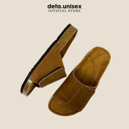 Thumbnail Dép đế trấu bảng ngang xé dán da sáp tái chế thương hiệu Detaunisex Lót Si - DEBO17 3