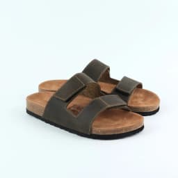 Thumbnail Dép đế trấu birken nam nữ unisex quai ngang đi học công xở xé dán da Bò bigsize chính hãng Hishoo VNXK  M105 4