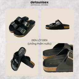 Thumbnail Dép đế trấu Detaunisex đi mưa màu Đen lót Đen thời trang 2