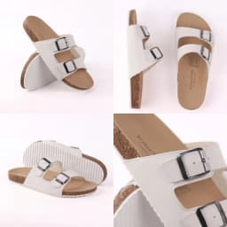 Thumbnail Dép đế  trấu Hishoo 2 khóa kiểu dép 2 quai ngang, Dép lê nam bằng da cao cấp đế cao 3,5cm dép đi biển M093 3