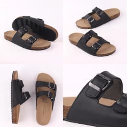 Thumbnail Dép đế  trấu Hishoo 2 khóa kiểu dép 2 quai ngang, Dép lê nam bằng da cao cấp đế cao 3,5cm dép đi biển M093 4