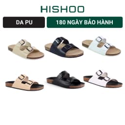Thumbnail Dép Đế Trấu Nam Nữ Birken  2 Khóa Da PU Hishoo S093 1