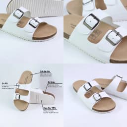 Thumbnail Dép Đế Trấu Nam Nữ Birken Quai Ngang 2 Khóa Da Tổng Hợp Hishoo S093 4