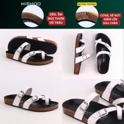 Thumbnail Dép Đế Trấu Nam Nữ Birken Xỏ Ngón Da Bò Sáp Hishoo M098 3
