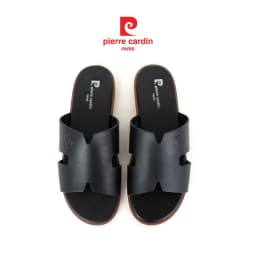 Thumbnail Dép nam Pierre Cardin Pháp da bò thật, quai ngang, đế bằng thời trang khắc logo 164 - Hàng chính hãng 3