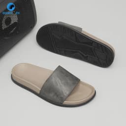 Thumbnail Dép nam quai ngang Da cao cấp SMARTMEN DC-12 Xám 2