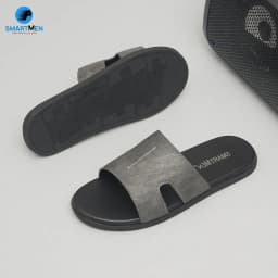 Thumbnail Dép nam quai ngang Da cao cấp SMARTMEN DE-08 Xám 3