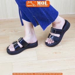Thumbnail Dép nữ 2 quai ngang đế bánh mì cao 4cm hiệu MOL HM1 hot trend 2