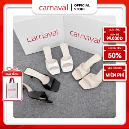 Thumbnail Dép Nữ Cao Gót 5p Carnaval Mũi Vuông, Quai Ngang Da Cao Cấp, Nâng Niềm Kiêu Hãnh Phái Đẹp - VS32 1