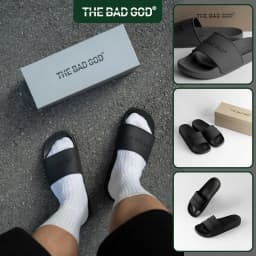 Thumbnail Dép quai ngang slipper basic nam nữ The Bad God Basic X01 Chữ Đen Fullblack (KHÔNG HỘP) 1