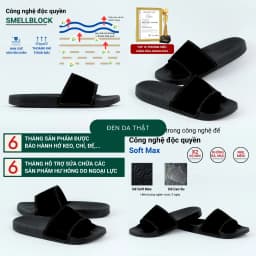 Thumbnail Dép quai ngang slipper BIG SIZE da bò siêu nhẹ HISHOO đen cao cấp thời trang size 35-46 U088 3