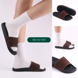 Thumbnail Dép quai ngang slipper BIG SIZE da bò siêu nhẹ HISHOO đen cao cấp thời trang size 35-46 U088 4