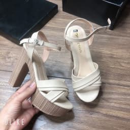 Thumbnail Dép sandal cao gót 12cm FAROSA - K60 đế đúp trước gót trụ vân gỗ sang chảnh 3