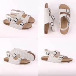 Thumbnail Dép sandal đế trấu birken nam nữ unisex 2 khóa da bò size 35 - 43 chính hãng Hishoo VNXK Ulzzang  M102 4