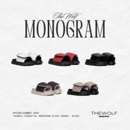 Thumbnail Dép Sandal Nam Nữ Tăng Chiều Cao THEWOLF ESSENTIAL MONOGRAM SLIDE SANDAL - Đen Trắng Nâu Beige Đỏ 1