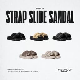 Thumbnail Dép Sandal Nam Nữ Tăng Chiều Cao THEWOLF ESSENTIAL STRAP SLIDE SANDAL - Đen Xám Nâu Beige Kem Sữa 1