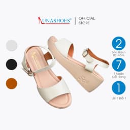 Thumbnail Dép sandal nữ đế xuồng LUNASHOES 62702 cao 5p da bò mềm êm chân khóa cài bảo hành 2 năm 1