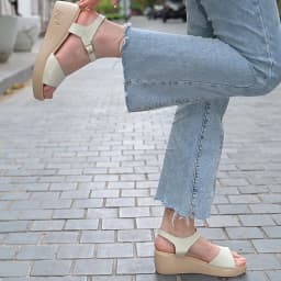 Thumbnail Dép sandal nữ đế xuồng LUNASHOES 62702 cao 5p da bò mềm êm chân khóa cài bảo hành 2 năm 3