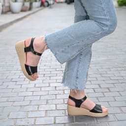 Thumbnail Dép sandal nữ đế xuồng LUNASHOES 62702 cao 5p da bò mềm êm chân khóa cài bảo hành 2 năm 4