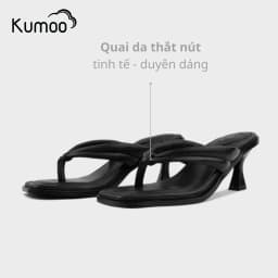 Thumbnail Dép Xỏ Ngón Nữ KUMOO XN-KUMOO-001-A Màu Đen Chất Liệu Da Thật Gót Cao 6cm Lót Siêu Êm 4