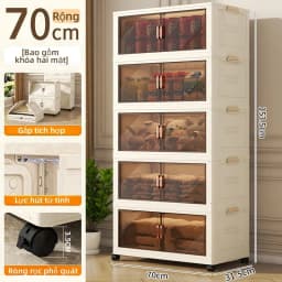 Thumbnail Derorice Tủ nhựa gấp bằng trong suốt, có sẵn chiều rộng 70 và 80 cm,có bánh xe xoay 360 độcửa bằng nam châm 2